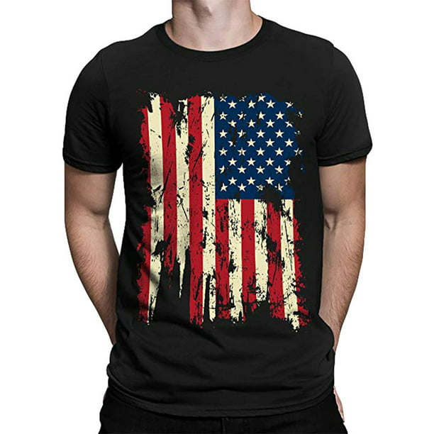 Guo Nuoen Slim Mens USA Flag T-Shirt Muscle Build Tactical O-Neck Tee American Patriotic 